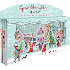 Granddaughter Spectacular 3D Street Scene Christmas Card Freestanding Cards XSPT005