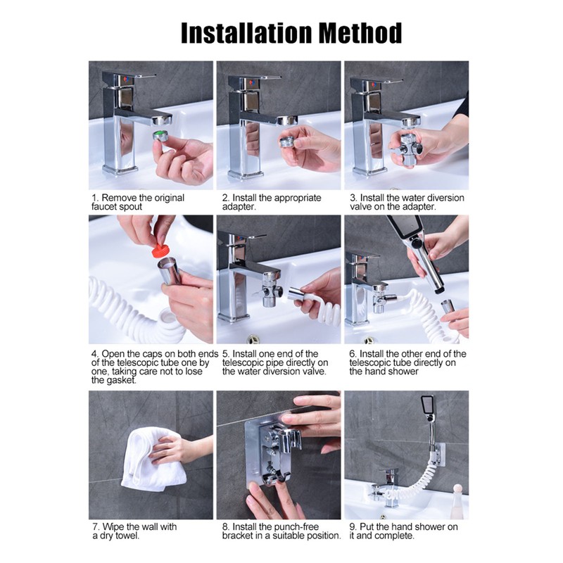 Pressurized Household Handhled Shower Sprayer Hand Shower Faucet Kit Hair