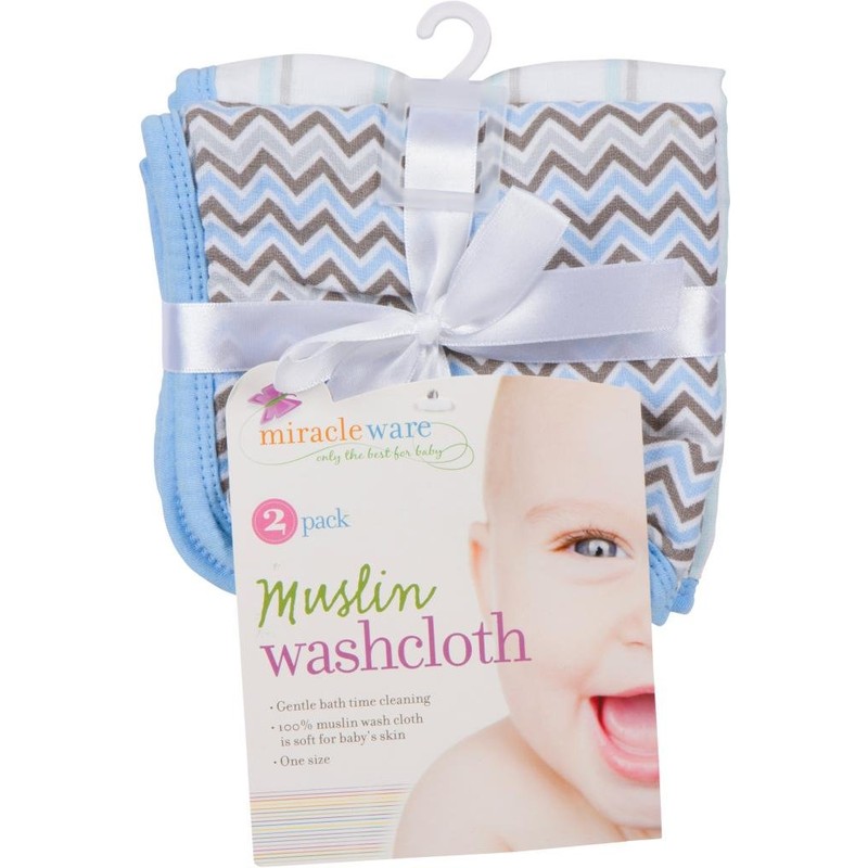 Blue MiracleWare Muslin Baby Washcloths 2-Pack