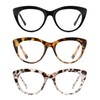 JM 3 Pack Stylish Cat Eye Reading Glasses for Women,