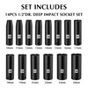 EMENTOL 14PCS 1/2" Drive Deep Impact Socket Set, Metric, 6-Point,
