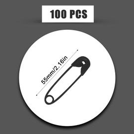 100 Pcs Safety Pins, 2.2inch Long Black Safety Pins Large Metal Safety Pins Bulk for Art Craft Clothes Sewing Jewelry Making