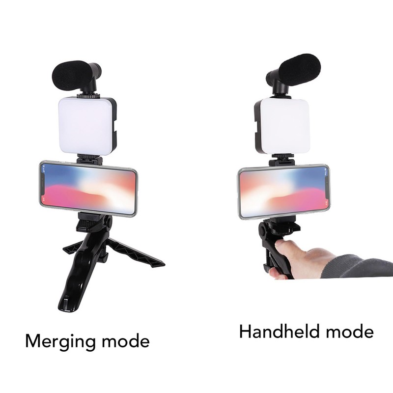 Smartphone Video Microphone Kit, LED Light Tripod Vlogging Kit with