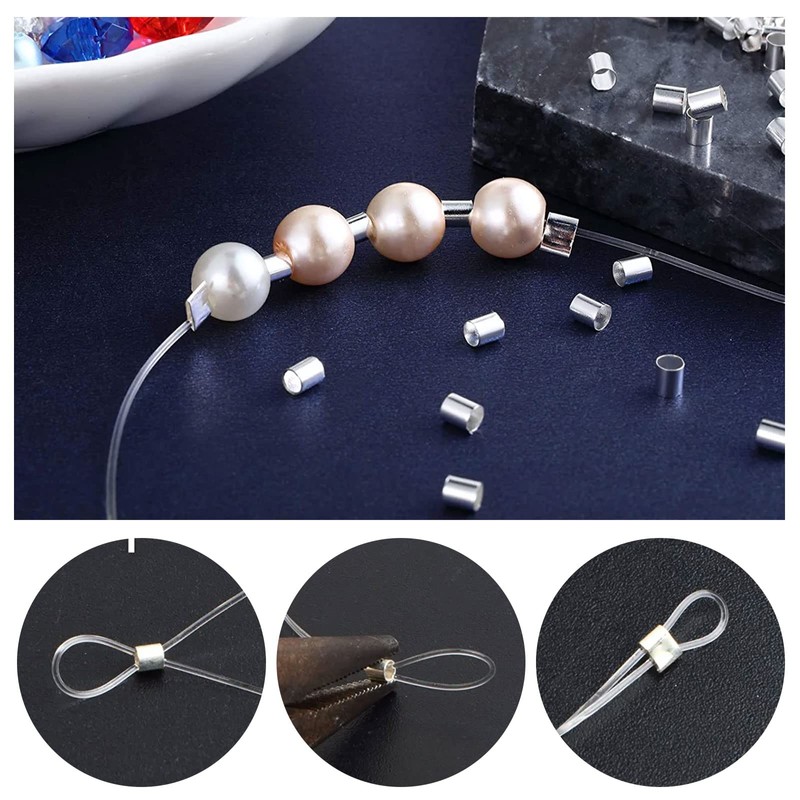 Beebeecraft 1 Box 50Pcs Crimp Tube Beads 925 Sterling Silver