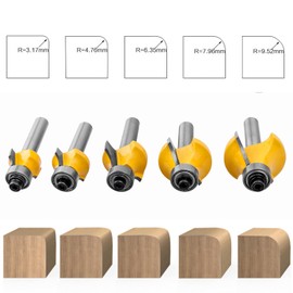 Bestgle 5Pcs 8mm Shank Round Over Edging Router Bits Woodworking Corner Rounding Edging Milling Cutter Tool
