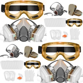 6200 Respirator Mask with Filters(2Set) - Reusable Dust/Gas Mask with Safety Goggles Anti Fog Against Organic Vapor Formaldehyde for Chemicals Spray Paint Epoxy Resin Sanding Welding Home Decoration