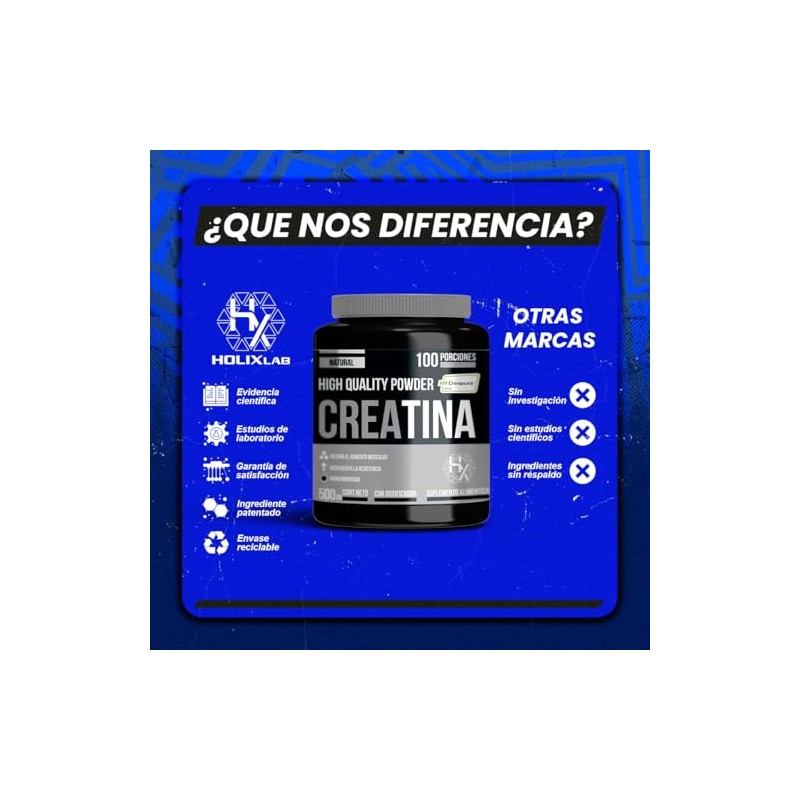 Holix LAB - Creatina Monohidratada - 500 grs, rinde hasta