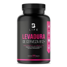 Vitamina B12 con 200 Cápsulas. Ingredientes naturales: Levadura De Cerveza y Vitamina B12. Levadura de Cerveza B12+. B Life