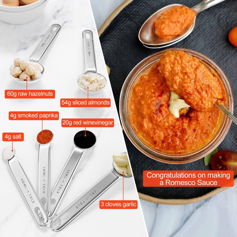 Fousenuk Measuring Spoon Set, Stainless Steel Measuring Cup Set for
