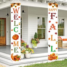 Fall Decorations for Home Fall Decor Welcome & Happy Fall Porch Banner Welcome Signs for Autumn Harvest Thanksgiving Decorations Indoor Outdoor