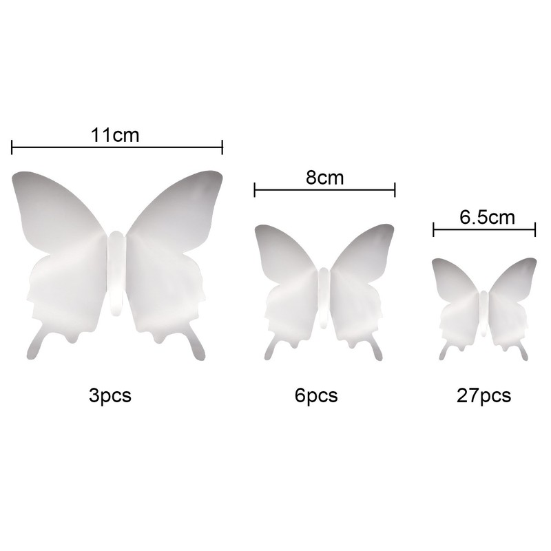 BBTO 36 Pieces DIY Mirror Butterfly Combination 3D Mirror Wall