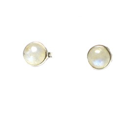 Art Gecko MOONSTONE Round Shaped Sterling Silver Stud Earrings 925-8 mm