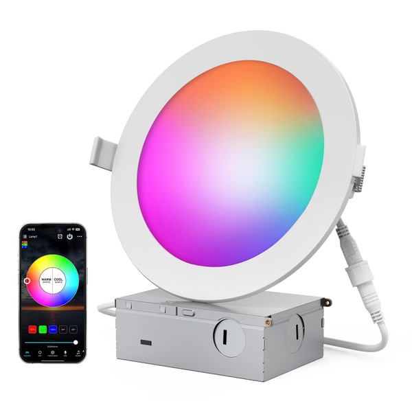 ATCD Smart Recessed Lighting 6 Inch, 12W 1080LM RGBCW Canless