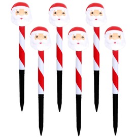Christmas Solar Lights Yard Decorations Holiday Pathway Stake Lights (6 Santa)