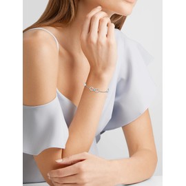 Wildari Infinity Aquamarine Birthstone Charm Link Bracelet 925 Sterling Silver Infinity Bracelet with March Birthstone Birthday Jewelry Gifts for Women Mom Her,Chain Length 7"+2" Extend