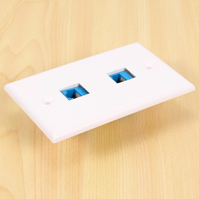 Hepzest 2-Pack 2 Port Ethernet Wall Plate, RJ45 Cat6 Female