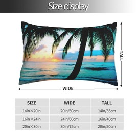 Pillowcase for Hair and Skin California Palm Tree Beach Sun Rise Super Soft Travel Pillow Case with Hidden Zipper Closure for Bed Cushion Cover for Sofa Bed Car Chair (14x20 in),Gifts for Women Men