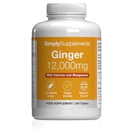 Ginger Tablets | Supports Joints, Bones & Energy | with Added Calcium & Manganese | 240 High-Strength Tablets = 4 Months’ Supply | Joint and Digestive Support | GMP-Certified & UK-Made