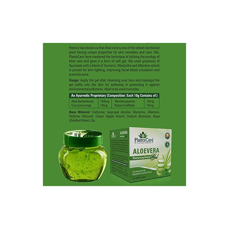 Gel hidratante ayurvédico con aloe vera de Plants Care, 100