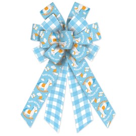 Large Baby Shower Bows for Wreath Baby Boy Blue Wreath Bows Gender Reveal Decorations Burlap Bows, Blue Ribbon Bows Tree Topper Bows for Birthday Home Indoor Outdoor Decor Wreath Ornament Supplies