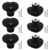 SWZHAI Ceramic Cabinet Knobs, 6 Pcs Black Heart Shaped Handles,