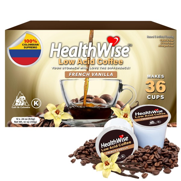 Healthwise Low Acid Coffee K-Cups French Vanilla 100% Colombian K-Cups