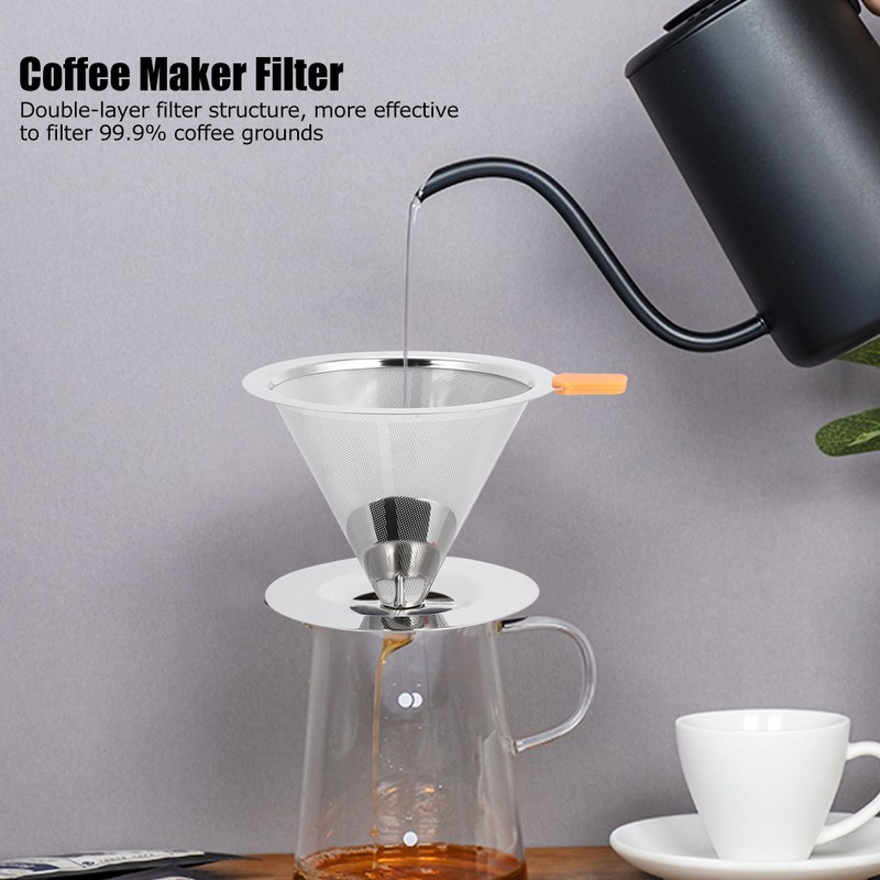 304 Stainless Steel Integrated Coffee Filter Paperless Reusable Coffee Filter