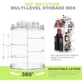 Rotating Makeup Organizer, Boxalls 360 Degree Crystal Adjustable Jewelry Cosmetic Perfumes Display Stand Box, 380 x 260 MM 8 Layers Great Capacity Make Up Storage For Dresser, Bedroom, Bathroom
