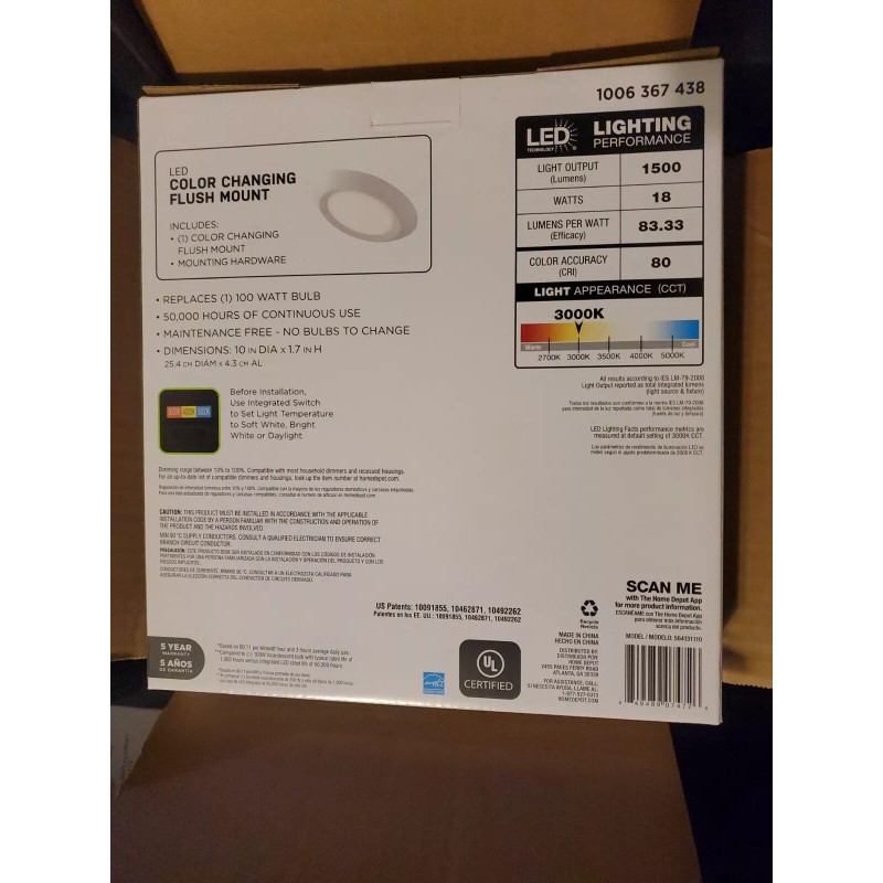 Commercial Electric Flush Mount 10" LED Light 18W Color Selectable
