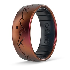 Enso Rings Etched Classic Silicone Rings - Comfortable and Flexible Design - 8mm Wide, 2.16 Thick - Daybreak - Poseidon/Black Pearl - Size 10