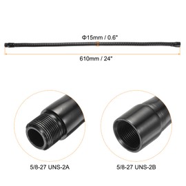 PATIKIL 24" Microphone Gooseneck, 1Pcs 5/8"-27 Thread Metal Universal Hose Flexible Arm Gooseneck Tube Extension for Multifunction DIY, Black