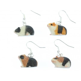 Miniblings Mini Guinea Pig Earrings – Handmade Fashion Jewellery I Pet Children – Earrings Silver-Plated, Resin, No Gemstone