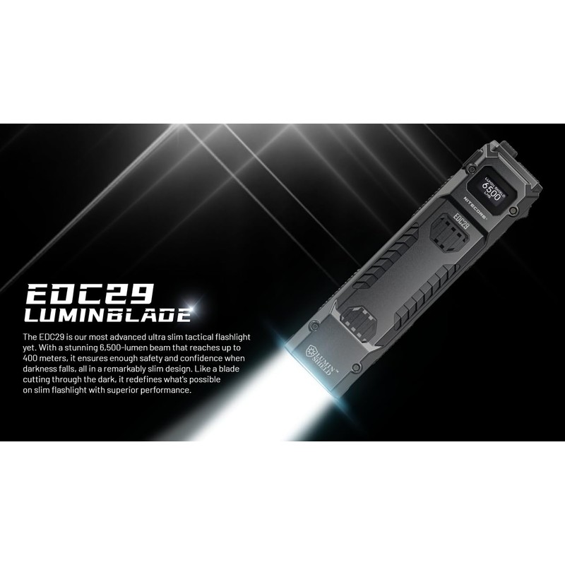 EdisonBright Nitecore EDC29 6500 Lumen USB Rechargeable Slim Body LED