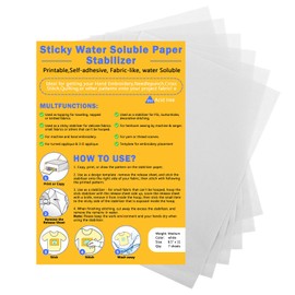 Wanmu 7Pcs Water Soluble Embroidery Stabilizer, 8.7x11.81" Stick & Stitch Embroidery Paper Wash Away, Printable Embroidery Transfer Paper for Print or Draw Patterns Best for Hand & Machine Embroidery