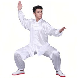 Andux Chinese Traditional Tai Chi Uniforms Kung Fu Clothing Unisex SS-TJF01 White (L)