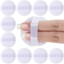 Pndeyo 10 piezas de mini soplete de polvo con correa, pequeña esponja de terciopelo suave para maquillaje facial, herramientas de belleza, esponja mez