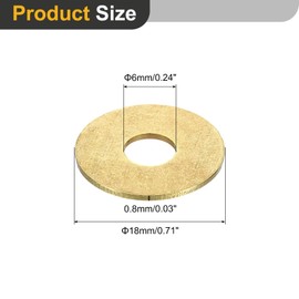 uxcell M6 Flat Washer, 40 Pcs Brass Ring Flat Washers 18mm OD 0.8mm Thick Metal Sealing Gasket Ring for Screws Bolts Nuts