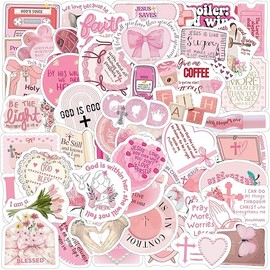 Pink Bible Verse Stickers for Christian Christmas Gift for Girl Women Inspirational Jesus Qoute Praise God Religious Decoration Party Favors Motivational
