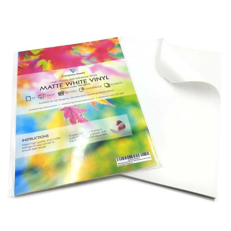 Evergreen Goods 10 Sheets Printable Sticker Vinyl for Cricut Cutters