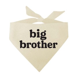 Big Brother Dog Bandana | 100% Unbleached Cotton Adjustable Triangle | Pregnancy Announecment | New Baby Matching Family | Natural X-Small (887) GB