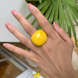 MOEEIJEW Chunky Ring for Women Acrylic Knuckle Finger Thumb Rings Statement Boho Jewelry (Yellow)