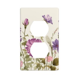 Lavender Fowers Fun Wall Plates Duplex Electrical Outlet Cover Decorative Single Blank Light Switch Plate For Kitchen Bathroom Living Room