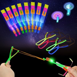 Flying Toy Party Set, 20 Pieces LED Slingshot Children, Luminous Toy Children, Night Luminous Propeller Toy as Cool Party Bag Children's Birthday Party Bag