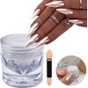 Polvo para uñas con efecto espejo superbrillante, cromo perlado blanco,