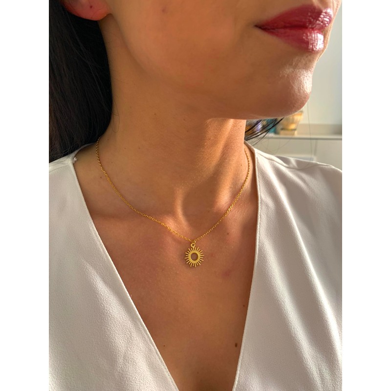 NataschaWoge® SONNE Pünktchen minimalistischer Schmuck EDELSTAHL Gold Silber Kette Halskette