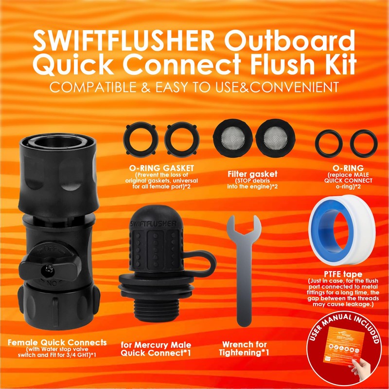 SWIFTFLUSHER Outboard Quick Connect Flush Kit for MERCURY outboard engines，