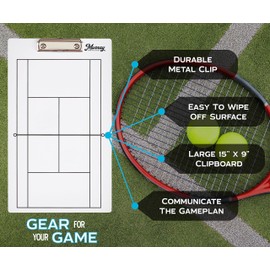 Murray Sporting Goods Dry Erase Coaches Clipboard | Double-Sided Dry Erase White Board (Tennis)