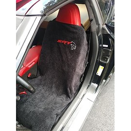 Seat Armour Towel/Seat Cover Compatible with Dodge Charger Challenger Durango Jeep SRT Hellcat Models - 100% Cotton - Drapes Over Seat Headrest