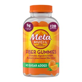 Metamucil Fiber Supplement Gummies, Sugar Free Orange Flavor, 5g Prebiotic Plant Based Fiber Blend, 120 Count