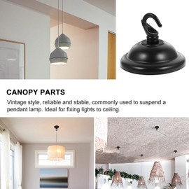 Kichvoe Light Canopy Plate 2pcs Heavy Duty Rose Hook Plate Suction Cup Mounting Bracket for Lamp Light Vintage Black